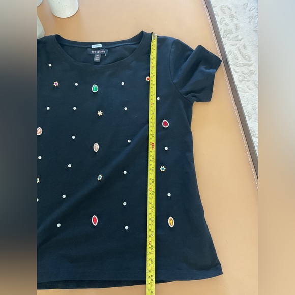 QED London Black Tee with Colorful Jewel Embellishments - Picture 8 of 10